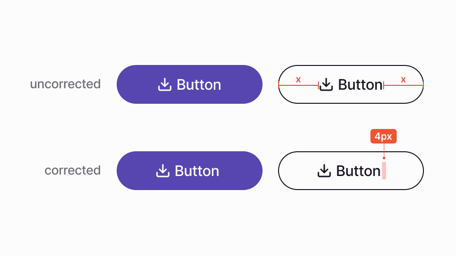 Asymmetric paddings in icon buttons