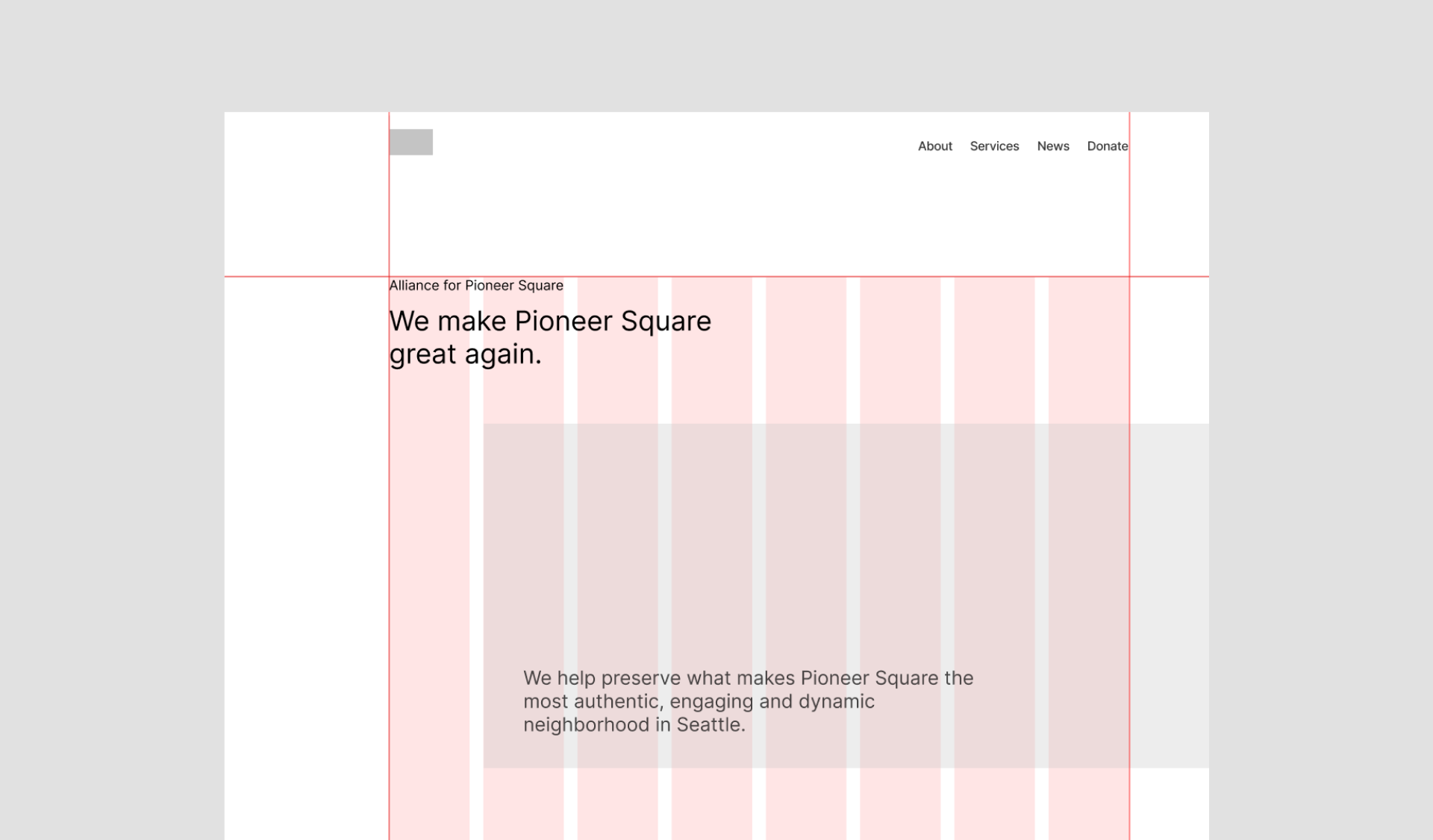Homepage header with asymmetric grid